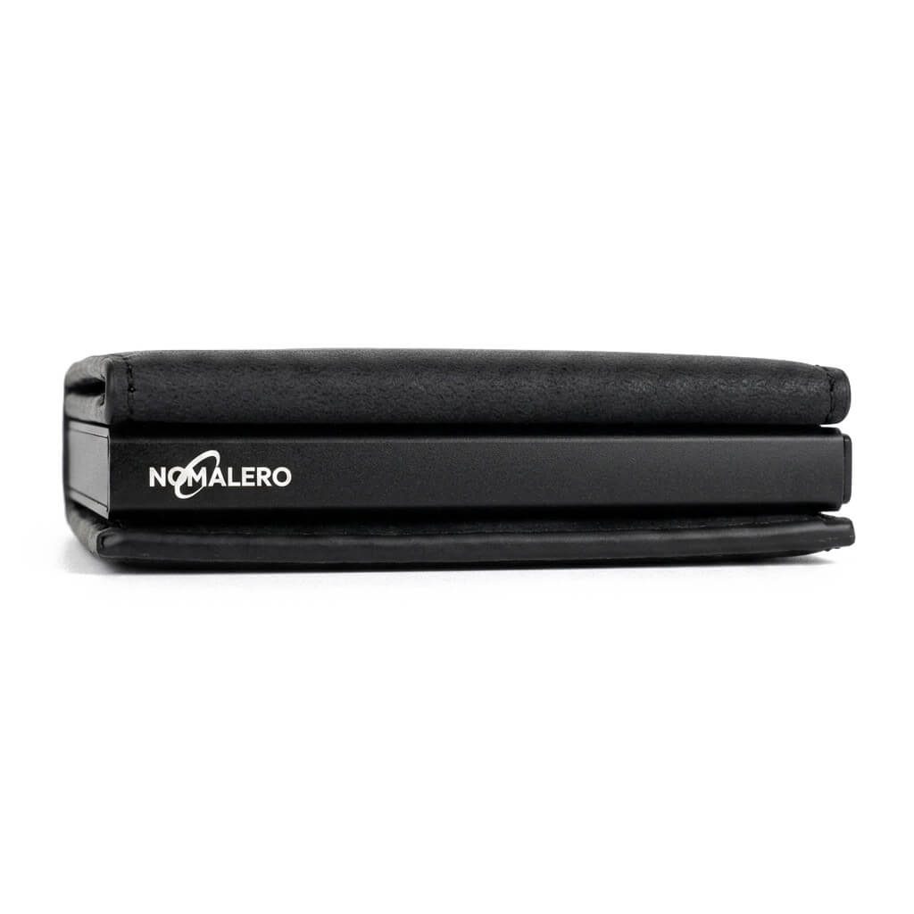 Cartera RFID V2 negra - perfil ultrafino con grabado NOMALERO