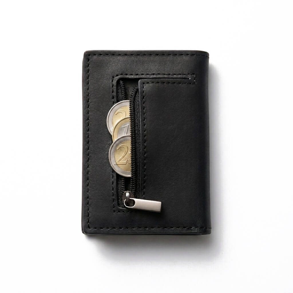 Cartera RFID V2 negra - bolsillo para monedas