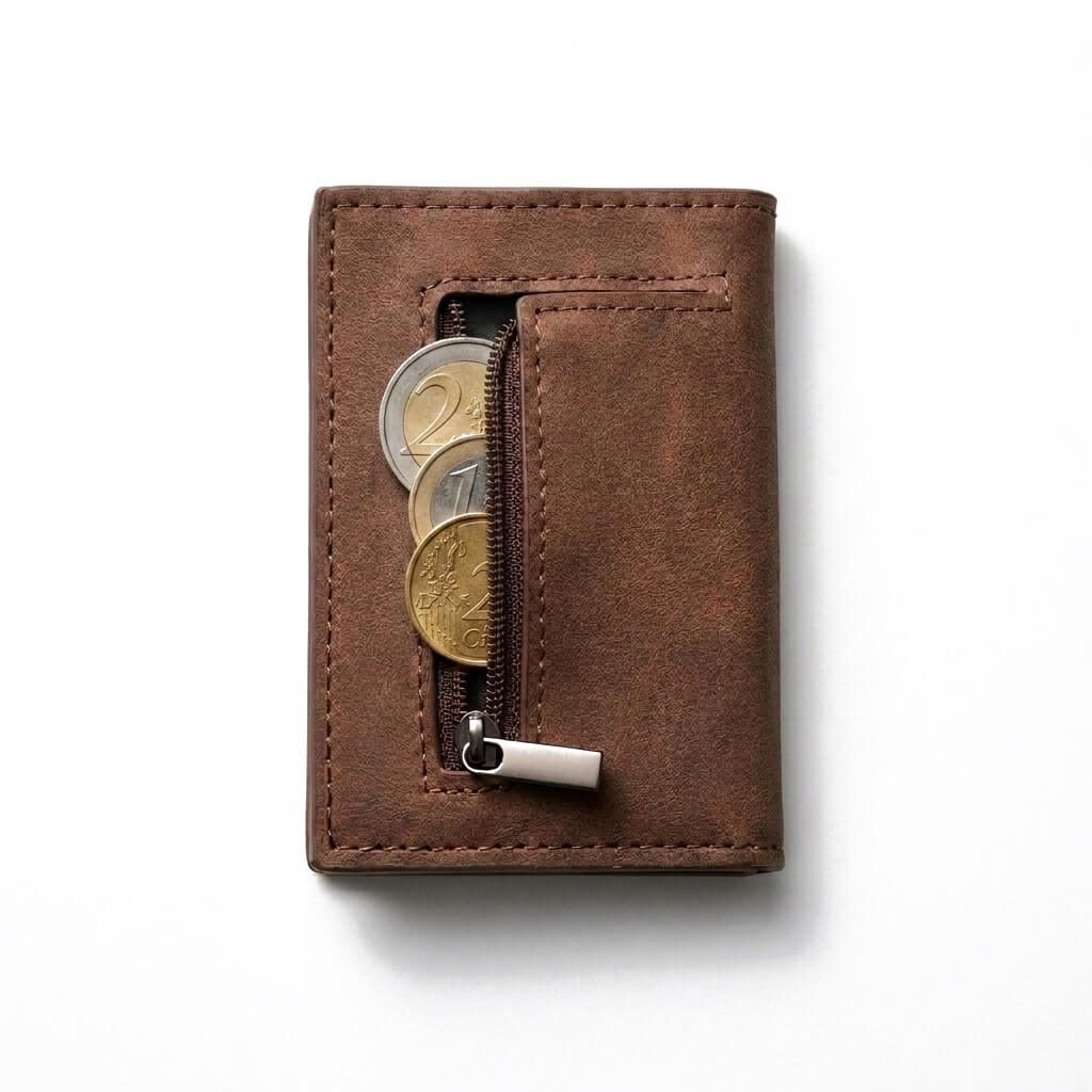 Cartera RFID V2 marrón - bolsillo para monedas