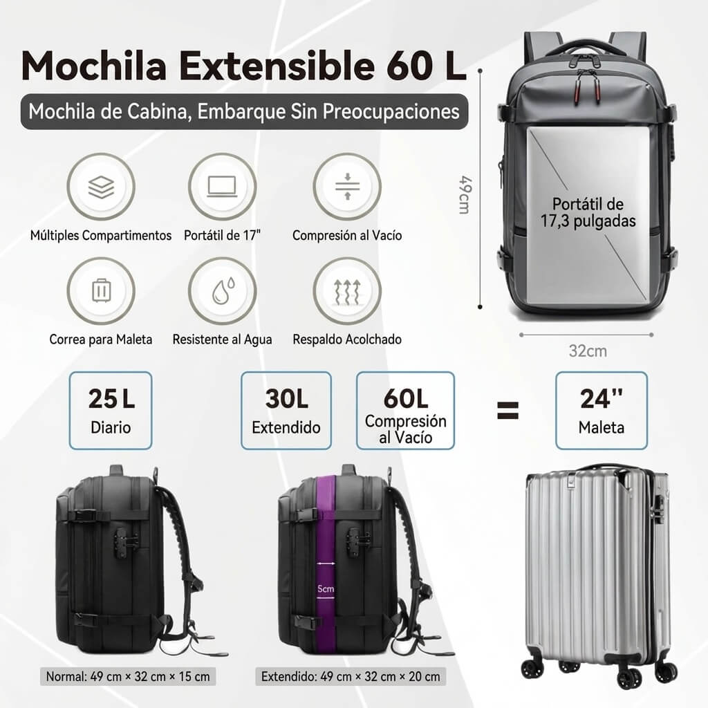 Mochila de compresión de viaje